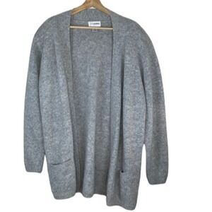 YARN WORKS GRAY LAMBSWOOL ANGORA RABBIT HAIR CARDIGAN‎ SIZE M